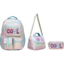 Niss Store Lüks Cool Şeffaf Tatlı Yeşil Pembe Renkli Şirin Kız Çocuk Ilkokul Çantası Termal Beslenme , Kalemlik