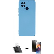 İlk El Grup Pilelistore™ Redmi 10C Kılıf Ahenk Serisi - Siyah 3D Antistatik Mat Seramik Nano Ekran Koruyucu + Kamera Lens Koruma Cam - Sf