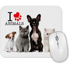 Dekado I Love Animals Kedi Köpek Cat Dog Pet Hayvan Mouse Pad