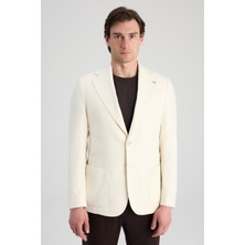 D'S Damat Ds Damat Regular Fit Ekru Armürlü Kumaş Ceket
