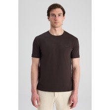 D'S Damat Twn Slim Fit Kahverengi Düz T-Shirt