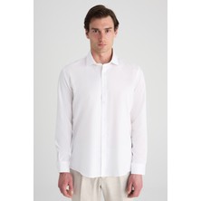 Twn Slim Fit Beyaz Armürlü Gömlek