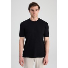 Twn Slim Fit Siyah Fitilli T-Shirt