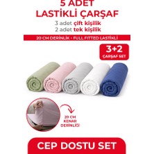 Days In Colours 5 Adet Pamuklu Ranforce Lastikli Çarşaf - Cep Dostu Paket (3 Adet 160X200 + 2 Adet 100X200)