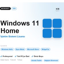 Microsoft Windows 11 Home Oem Lisans Anahtarı · Orijinal · Ömür Boyu · Tek Pc'ye Özel · Faturalı · Anında E-Posta