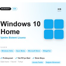 Microsoft Windows 10 Home Oem Lisans Anahtarı · Orijinal · Ömür Boyu · Tek Pc'ye Özel · Faturalı · Anında E-Posta