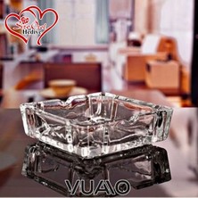 Vuao Şeffaf Cam Sigara Küllüğü 2 Adet Set - 4 Yuvalı Cam Kül Tablası Takımı - Kafe Restoran ve Ev Tipi Dayanıklı Cam Sigara Kül Tablası - 2'li Ekonomik Paket Klasik Kare Küllük