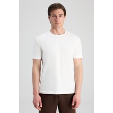 D'S Damat Twn Slim Fit Ekru Düz T-Shirt