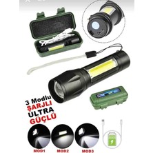 Efa Home Şarjlı LED El Feneri 3 Modlu Ultra Güçlü Cob Işıklı USB Şarjlı Taşıma Kutulu