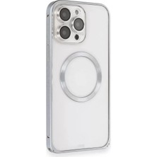 Derin Stok Iphone 15 Kılıf Metal Bumper Magneticsafe Kapak - Gri