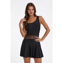 Argento Kadın Tül Detaylı Siyah Etekli Elbise Mayo C1T0N031750