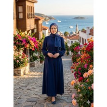 Zerogaprise Kadın Beli Kuşaklı Boydan Tesettür Elbise
