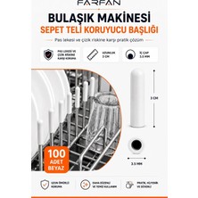 FarFan 100 Adet Pas Önleyici Bulaşık Makinesi Sepet Çubukları Için Plastik Kapak Uçları Çizilmeleri Önler - Beyaz Renk