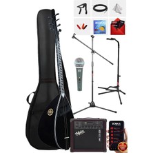 Yonka B-145K-AMP Amfili Kısa Sap Ceviz Ağacı Siyah İnci Kaliteli Saz Bağlama Seti