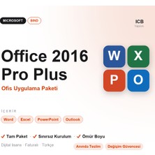 Microsoft Office 2016 Pro Plus Bind Lisans Anahtarı · Orijinal · Ömür Boyu · Hesaba Bağlı, Sınırsız Yeniden Kurulum · Faturalı · Anında E-Posta