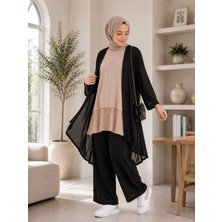 Esra Butik Siyah, Beyaz ve Pudra Renk Kolsuz Altı Pileli Içlik – 80 cm