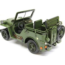 Yakalabazar Vintage Metal Askeri Jeep Maketi | Ev ve Ofis Hediyelik Dekor Obje ( 30 cm )