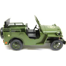 Yakalabazar Vintage Metal Askeri Jeep Maketi | Ev ve Ofis Hediyelik Dekor Obje ( 30 cm )