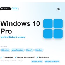 Microsoft Windows 10 Pro Retail Lisans Anahtarı · Orijinal · Ömür Boyu · Taşınabilir, Format Sonrası Aktif · Faturalı · Anında E-Posta