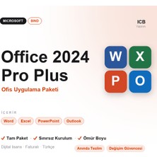Microsoft Office 2024 Home & Business Bind Lisans Anahtarı · Orijinal · Ömür Boyu · Hesaba Bağlı, Sınırsız Yeniden Kurulum · Faturalı · Anında E-Posta · MAC/PC Uyumlu