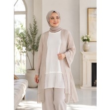 Esra Butik Siyah, Beyaz ve Pudra Renk Kolsuz Altı Pileli Içlik – 80 cm