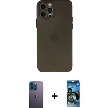 Pileli Store Pilelistore™ iPhone 12 Pro Max Kılıf Atlas Minimal Prime - Siyah 34D Izgaralı Cam + Neon Fosforlu Kamera Lens - Mı