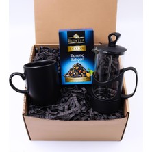vegahediye v vega French Press & Siyah Kupa & Beta Tea Turunç Bahçesi Çayı Hediye Seti