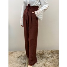 JOOQSTORE Kuşak Detaylı Bol Paça Rahat Pantolon