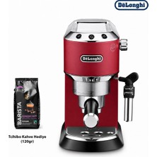 DeLonghi Ince Tasarımlı Kırmızı Kahve Makinesi, Espresso ve Cappuccino Hazırlama, Güçlü Pompa Basıncı, Kolay Kontrol ve Modern Tezgah Kullanımına Uyum Sunar Evde
