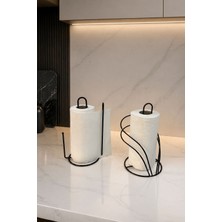 Edora Home 2’li Set Siyah Kuğu Peçetelik Dik Kağıt Havluluk Ayraçlı Mutfak Seti