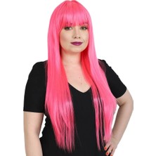 Aycer Uzun Kahküllü Fiber Sen Peruk / Neon Pembe