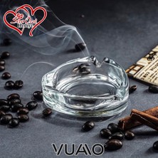 Vuao 2'li Set Şeffaf Cam Kül Tablası - 3 Yuvalı Üçgen Tasarım
