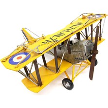 Yakalabazar Büyük Boy Dekoratif Metal Çift Kanatlı Uçak Maketi – Nostaljik Lüks Hediyelik Obje (47 Cm)