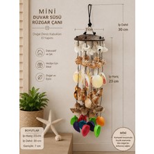 WoodBay Mini Deniz Kabuklu Rüzgar Çanı Duvar Süsü El Yapımı Dekoratif Askılık 23 cm