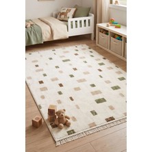 Palmera Oblong 120X180 Yeşil Bej Halı Modern Çizgili Geometrik Antialerjik Leke Tutmaz Halı