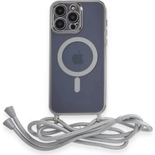 Aycer Iphone 13 Pro Kılıf Divo Lazer Askılı Magsafe Kapak - Gümüş