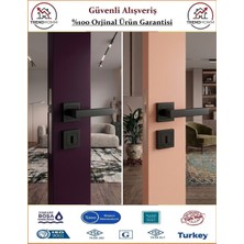 Gross AVM Kare Rozetli Oda Kapı Kolu - Mat Siyah - 1 Takım Ön ve Arka