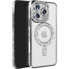 Aycer Iphone 16 Pro Max Kılıf Joke Simli Magneticsafe Kılıf - Gümüş