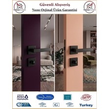 Gross AVM Kare Rozetli Wc Banyo Kapı Kolu - Mat Siyah - 1 Takım Ön ve Arka