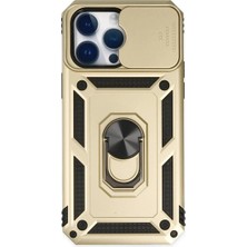 Aycer Iphone 14 Pro Kılıf Pars Lens Yüzüklü  - Gold