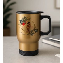 Bk Gift Kişiye Özel Isimli Fotoğraflı Kulplu Gold Çelik Bardak Termos Mug 450ML-2, Sevgiliye Hediye, Arkadaşa Hediye, Eşe Hediye
