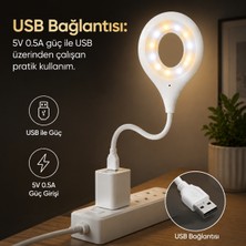 CoverZone USB Sesli Kontrol Gece Lambası, 3 Aydınlatma Seçeneği - Beyaz, Yumuşak ve Dikromatik Işık, USB Bağlantılı, 5V 0.5A, 6000-7000K, Sesle Açma/kapama, Işık Ayarı Yapılabilir | L70