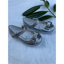 Buyolog Kız Bebek Metalik Işıltılı Gümüş Prenses Babet Ayakkabı