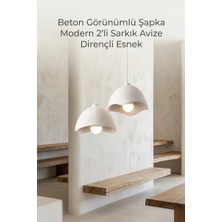 Buyolog Beton Görünümlü  Şapka Formlu Modern 2'li Sarkık Avize  30X22 cm Dirençli Esnek  & Bebek Odası Uyumlu