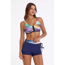 Argento Kadın Nadide Desenli Lacivert Şortlu Bikini Takımı C0T2N036911