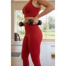 Buyolog Kırmızı Fitilli Yüksek Bel Toparlayıcı Tayt – Kadın Spor & Günlük Kullanım
