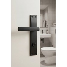 Merkezoğlu Ticaret Mat Siyah Kare Aynalı Wc ve Banyo Kapı Kolu - Sağ Yön (1 Takım)