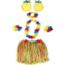 Aycer Yetişkin ve Çuk Uyumlu Luau Ha Hawaii Rengarenk 40 cm Etek Ananas Şekilli Gözlük Hawaii Kolye Renkli Taç ve 2 Adet Bileklik Seti