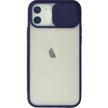 Derin Stok Iphone 12 Kılıf Palm Buzlu Kamera Sürgülü Silikon - Lacivert