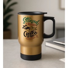 Bk Gift Coffee Tasarımlı Kulplu Gold Çelik Bardak Termos Mug 450ML-8, Sevgiliye Hediye, Arkadaşa Hediye, Eşe Hediye